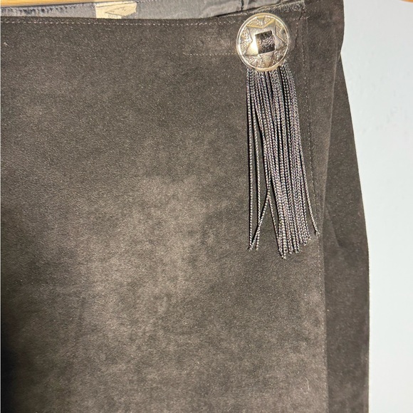 Paper Tag Vintage Black Suede Wrap Pencil Skirt - Picture 2 of 5